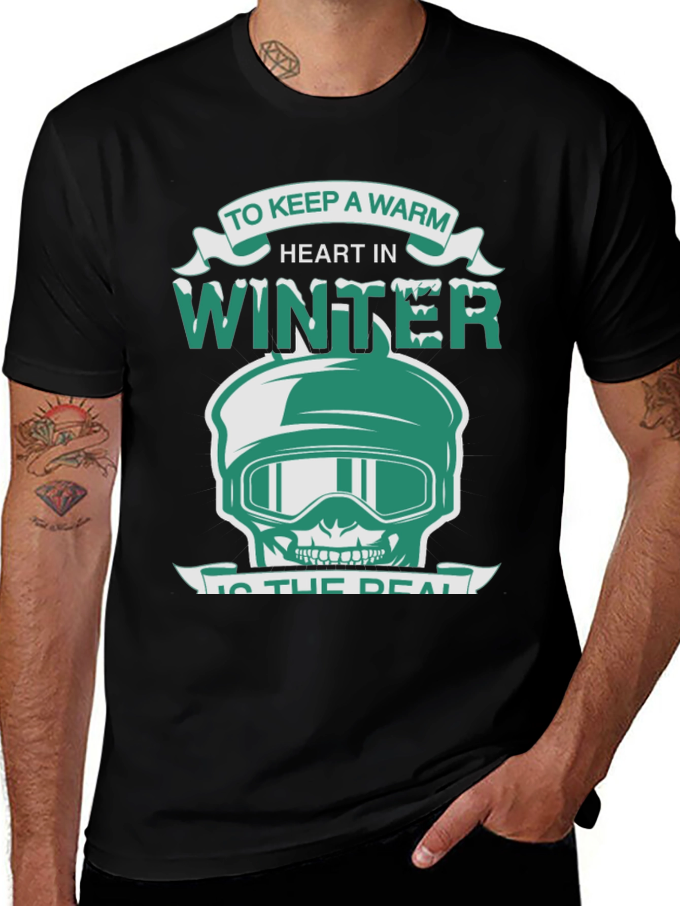 Winter Heart Skull Graphic Tee