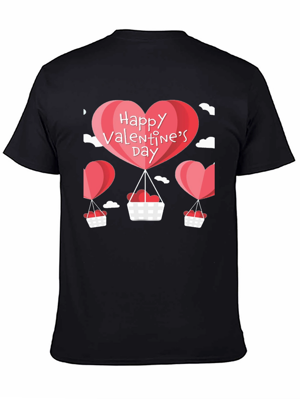 Valentines Day Balloon Graphic Tee - Black