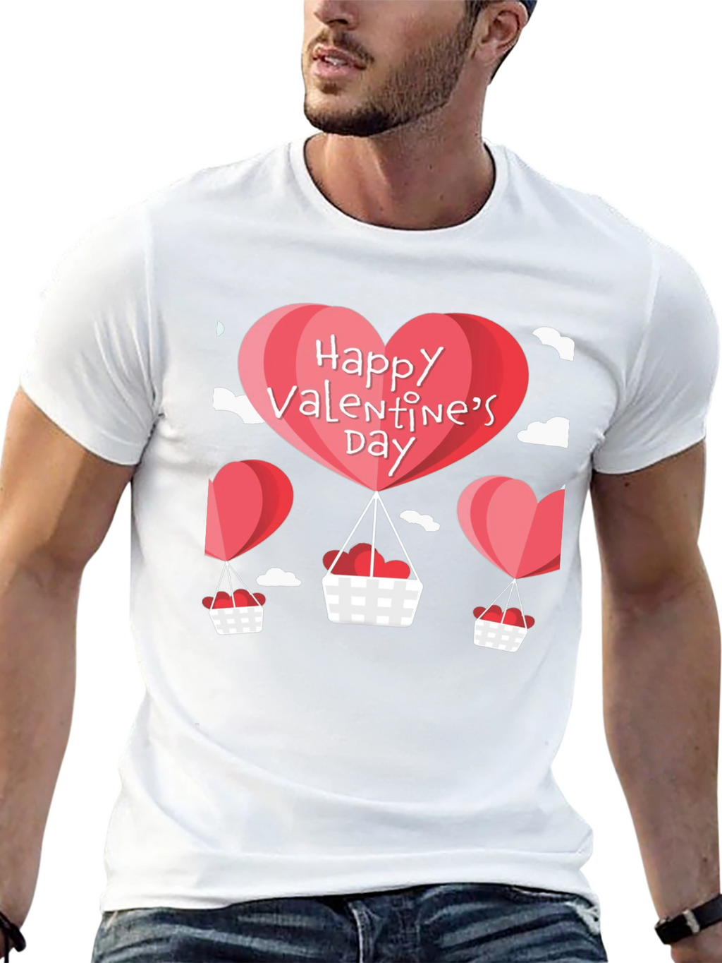 Valentines Day Balloon Graphic Tee - Black