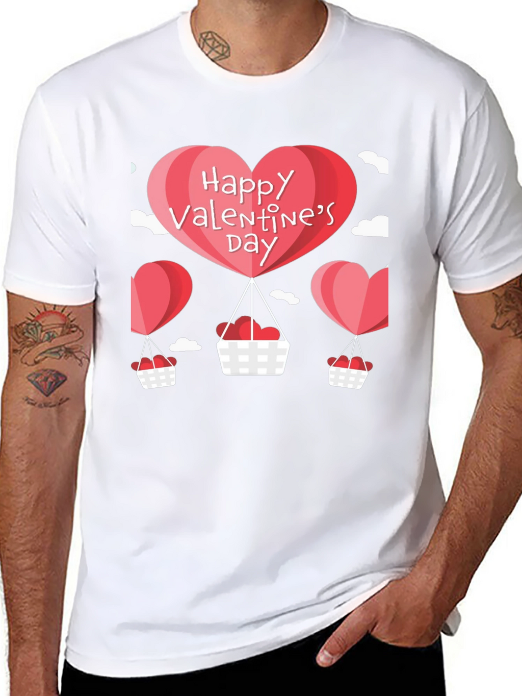 Valentines Day Balloon Graphic Tee - Black