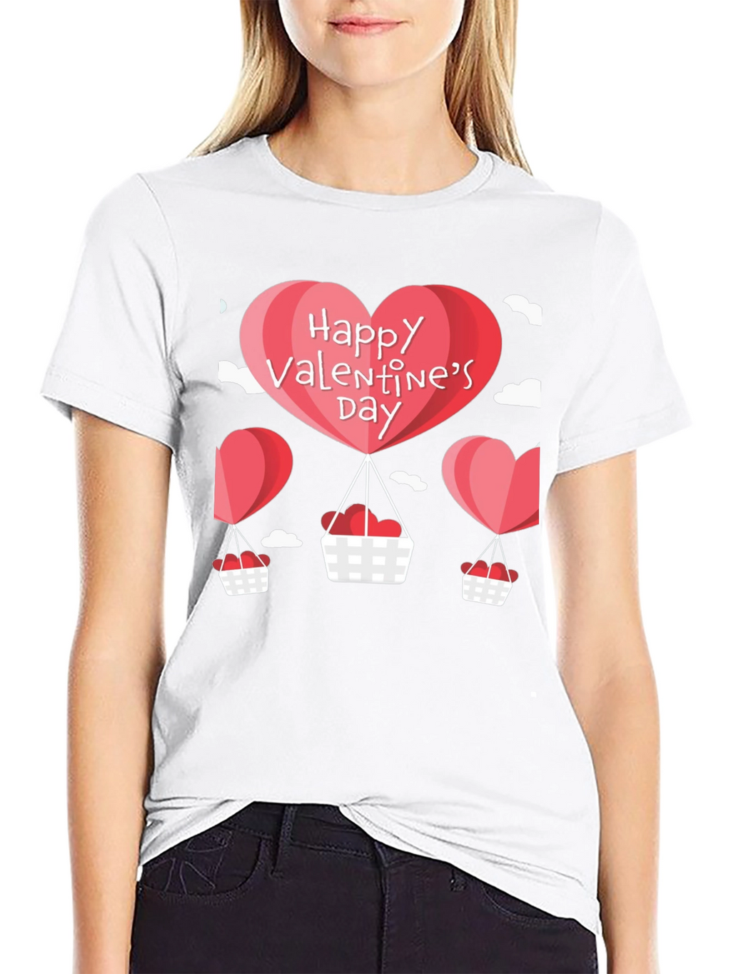 Valentines Day Balloon Graphic Tee - Black