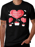 Valentines Day Balloon Graphic Tee - Black