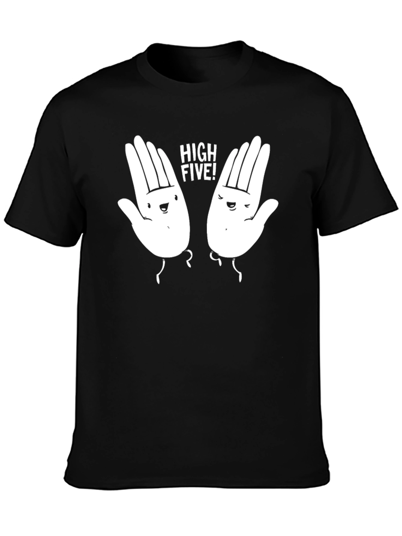 High Five Graphic Tee - Black Cotton T-Shirt