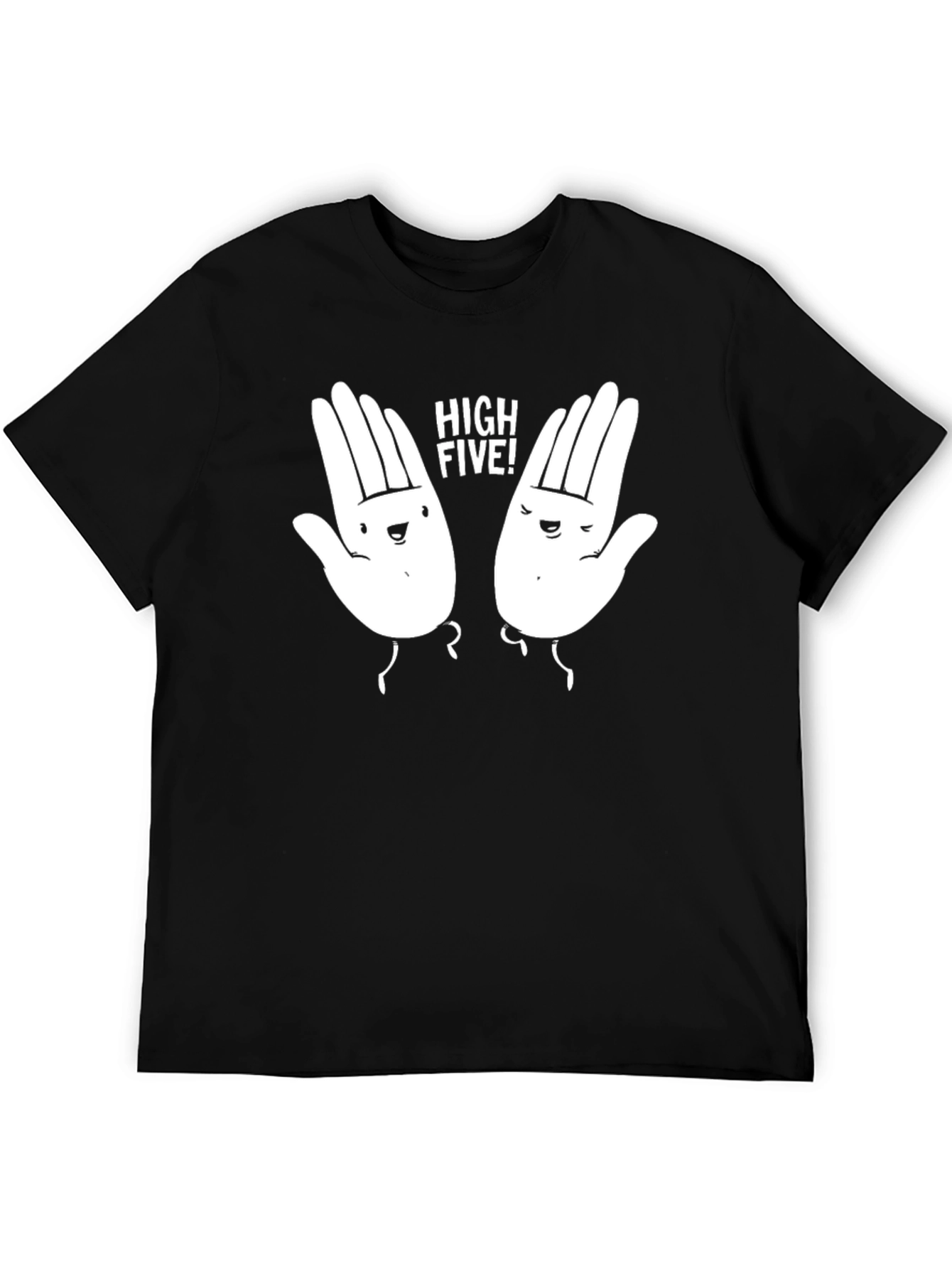 High Five Graphic Tee - Black Cotton T-Shirt