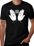 High Five Graphic Tee - Black Cotton T-Shirt