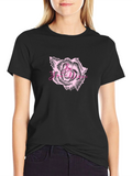 Mens Black Graphic Tee - Rose Print