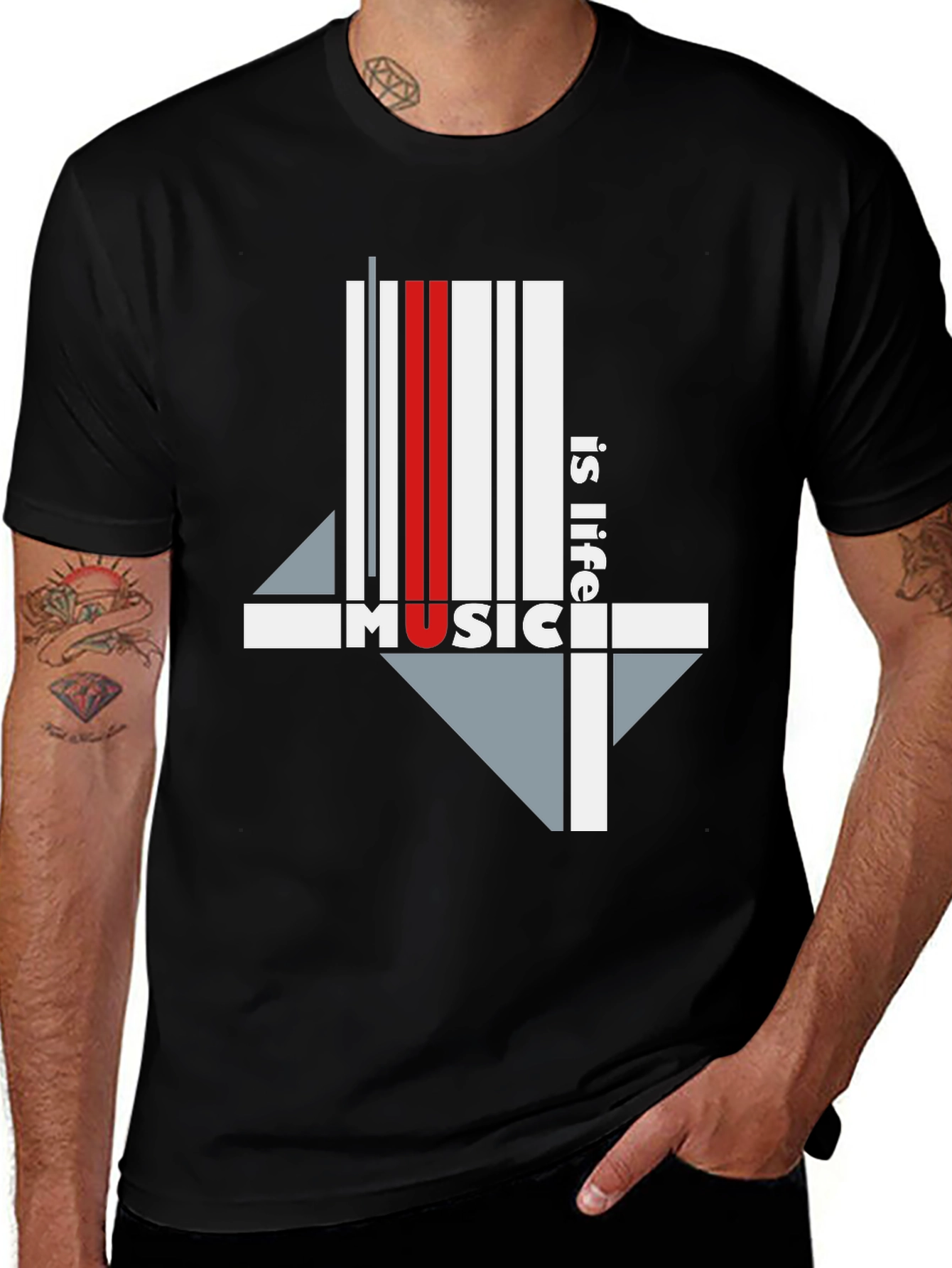 Music is Life Graphic Tee - Black