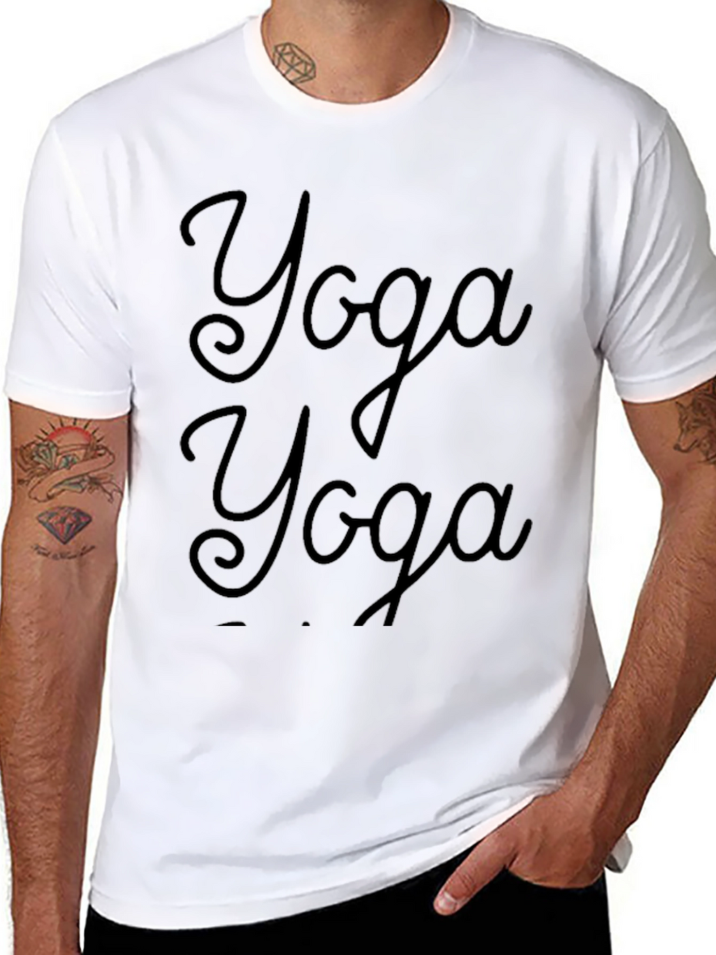 Yoga T-Shirt - Black Cotton Mens Tee
