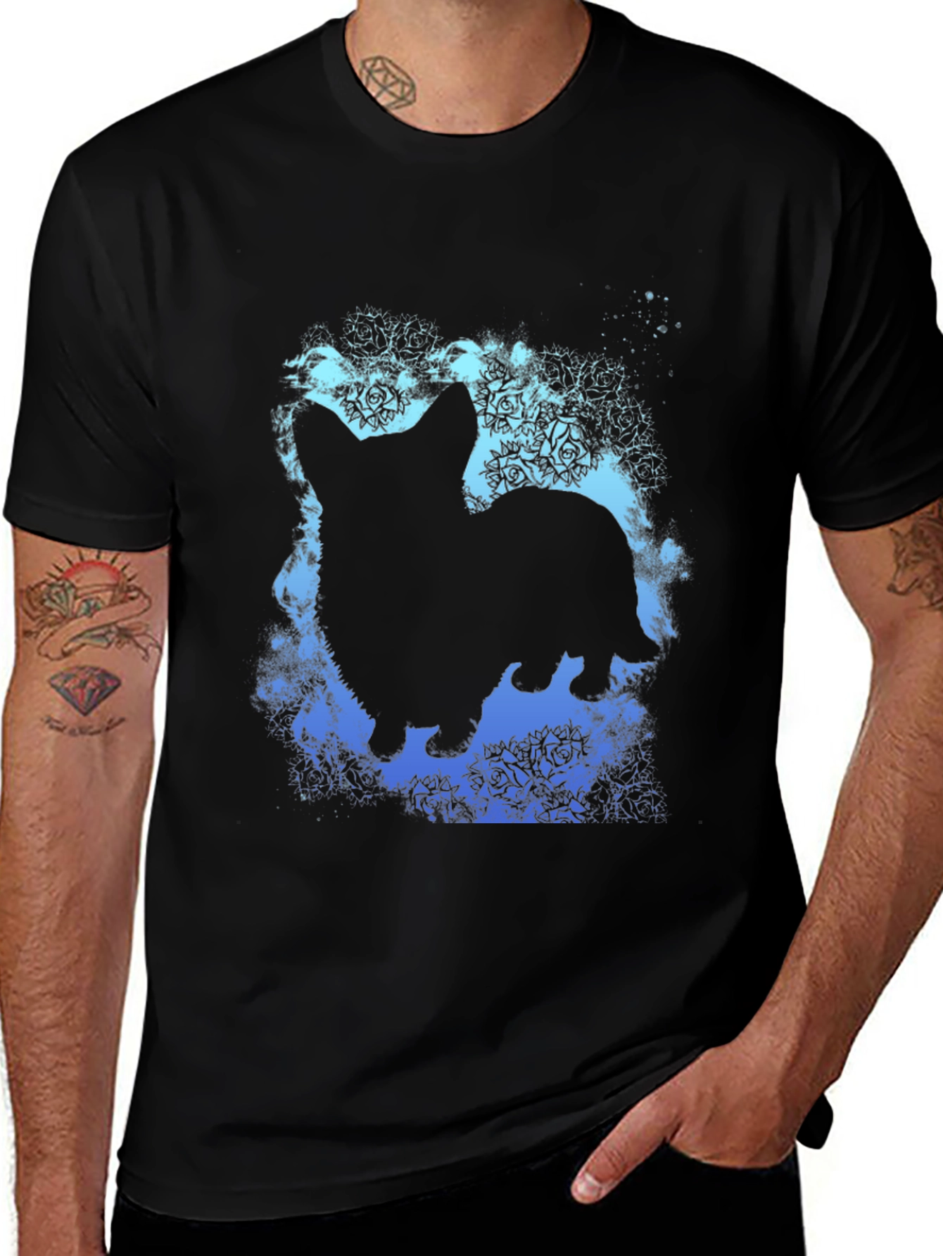 Corgi Silhouette Graphic T-Shirt - Unisex Black Tee
