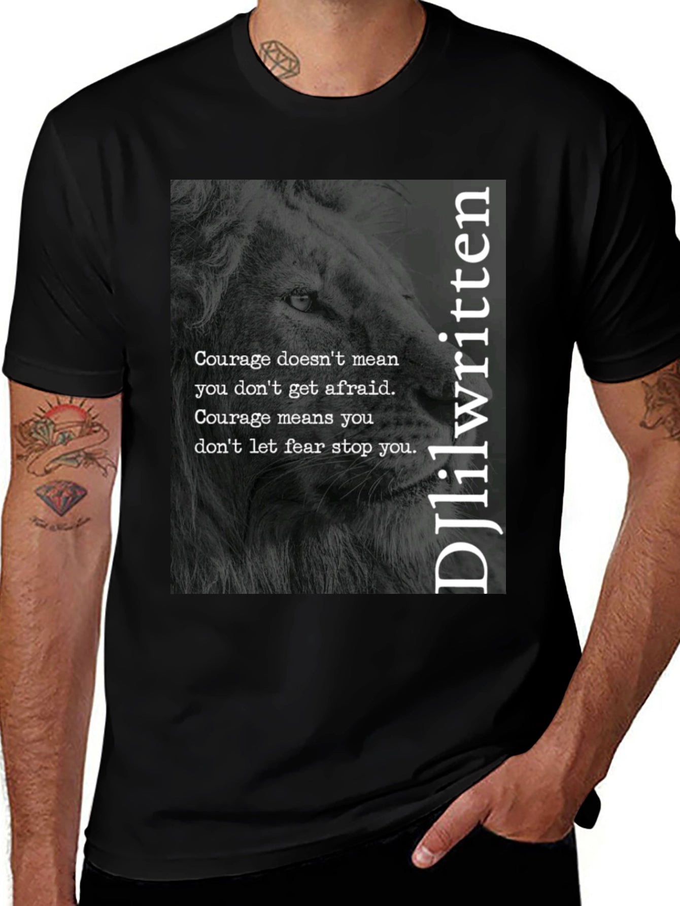 Courage Lion Black T-Shirt