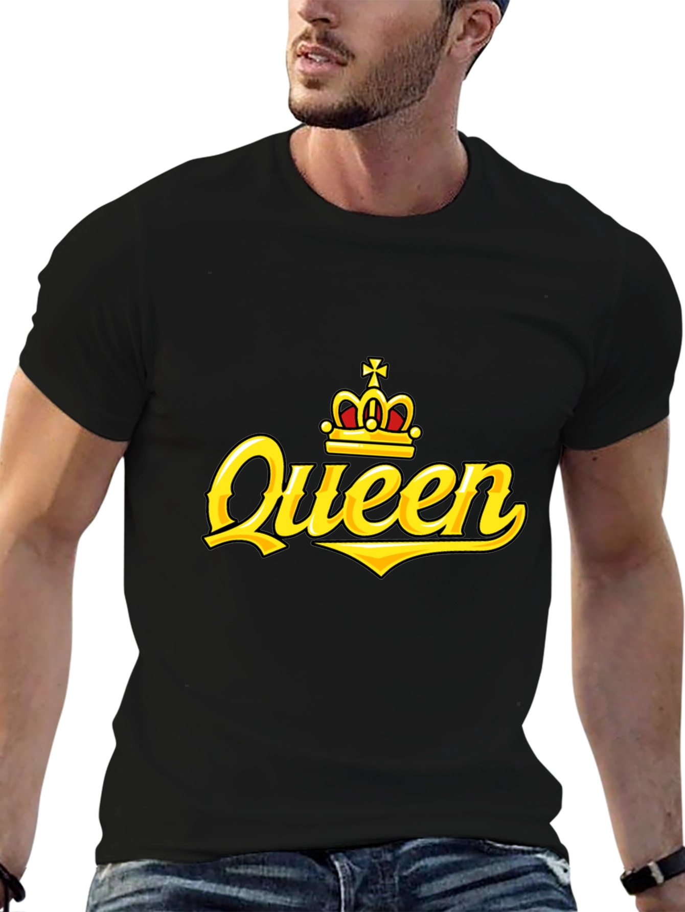 Queen Crown Graphic Print Black T-Shirt