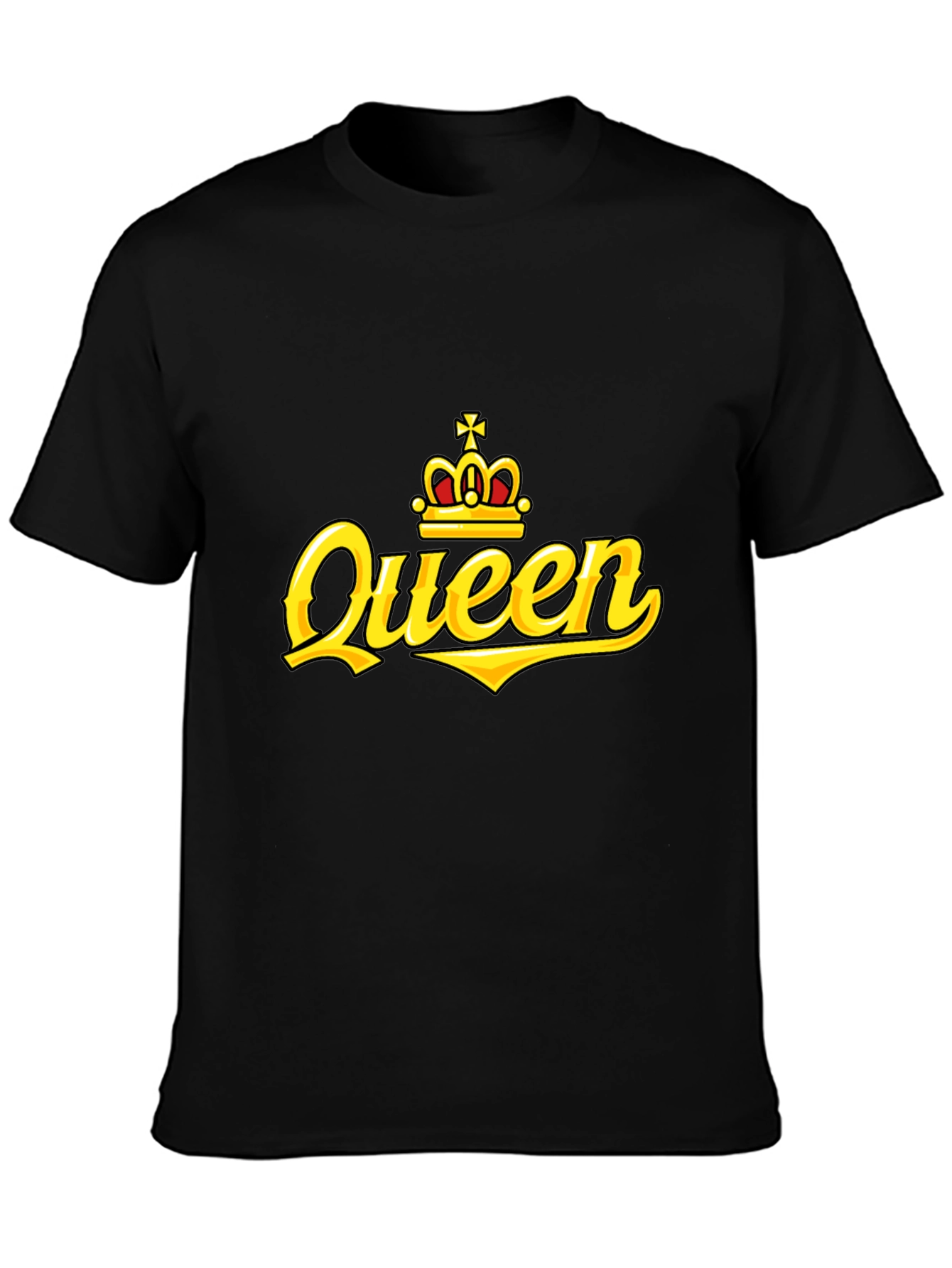 Queen Crown Graphic Print Black T-Shirt