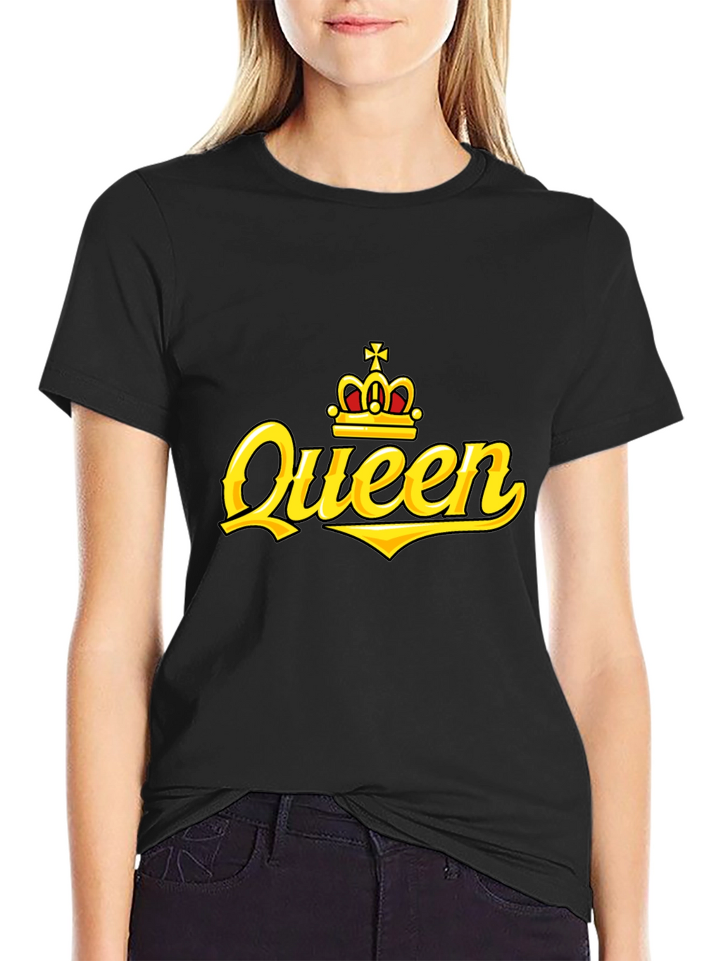 Queen Crown Graphic Print Black T-Shirt