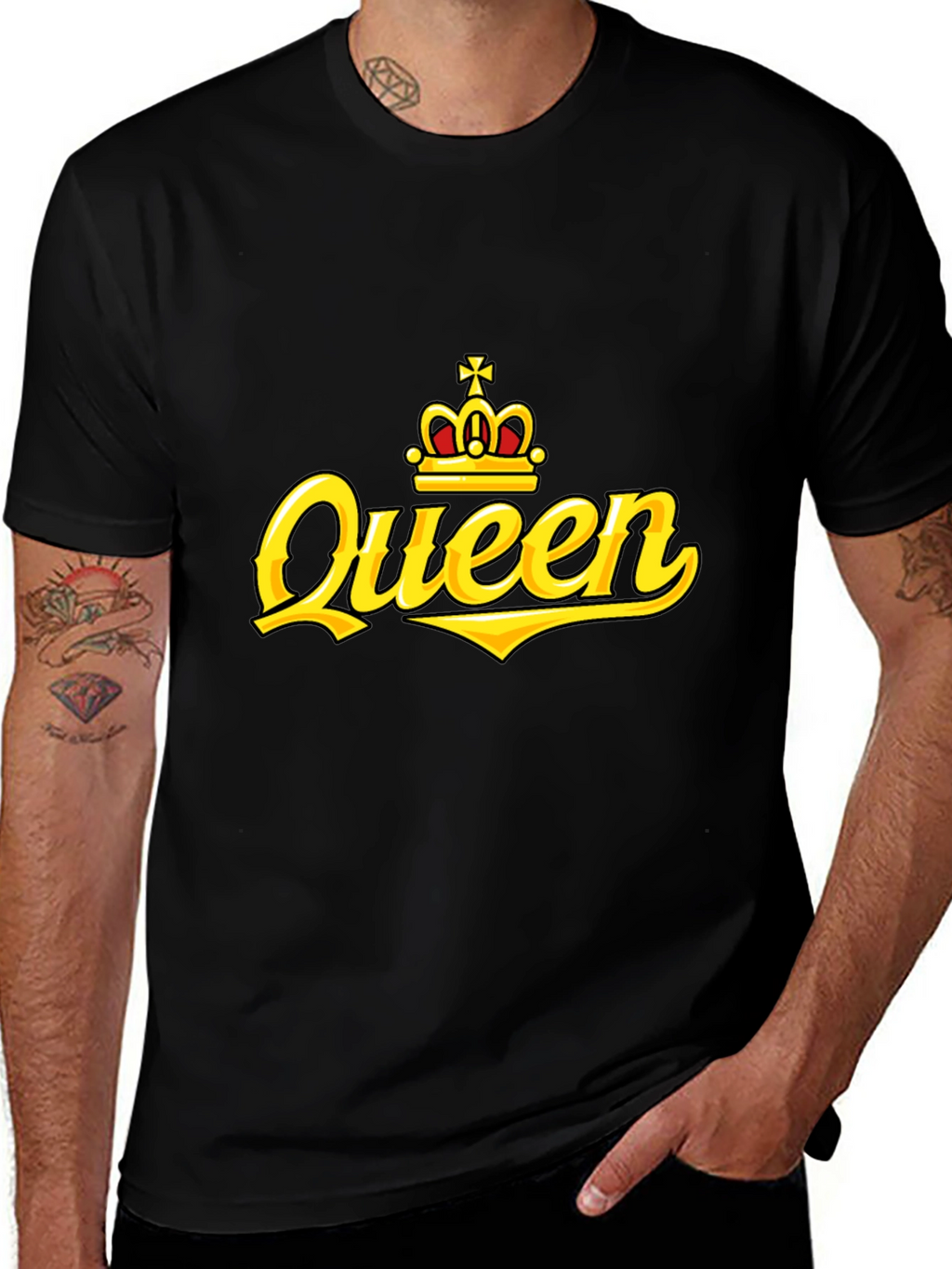 Queen Crown Graphic Print Black T-Shirt