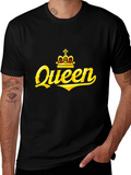 Queen Crown Graphic Print Black T-Shirt