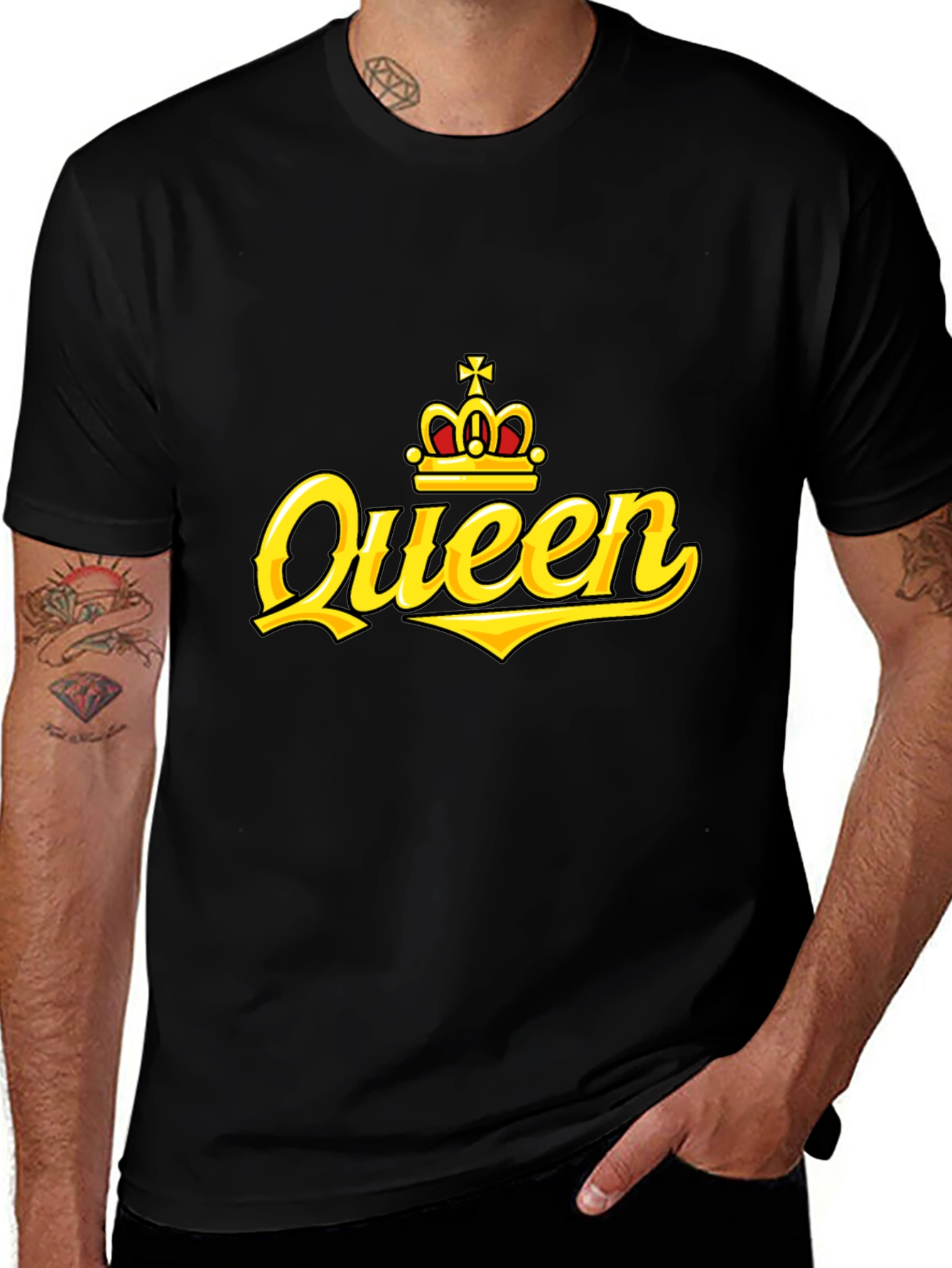 Queen Crown Graphic Print Black T-Shirt