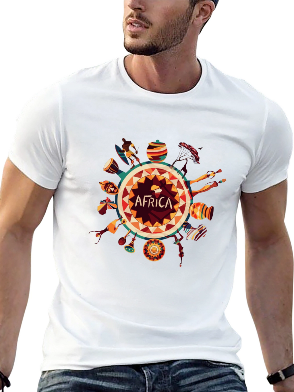 Africa Graphic Print Black T-Shirt