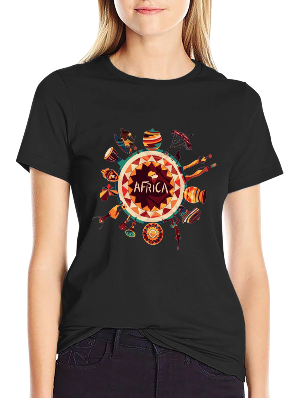 Africa Graphic Print Black T-Shirt
