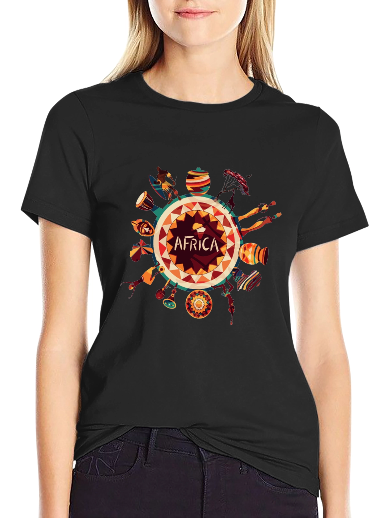 Africa Graphic Print Black T-Shirt
