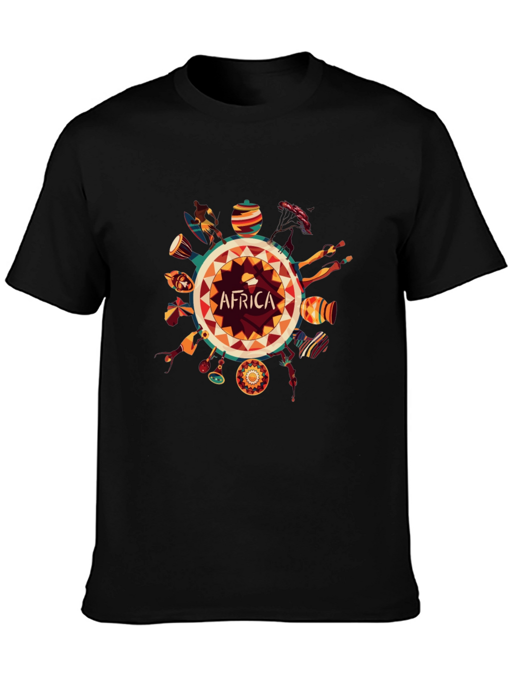 Africa Graphic Print Black T-Shirt