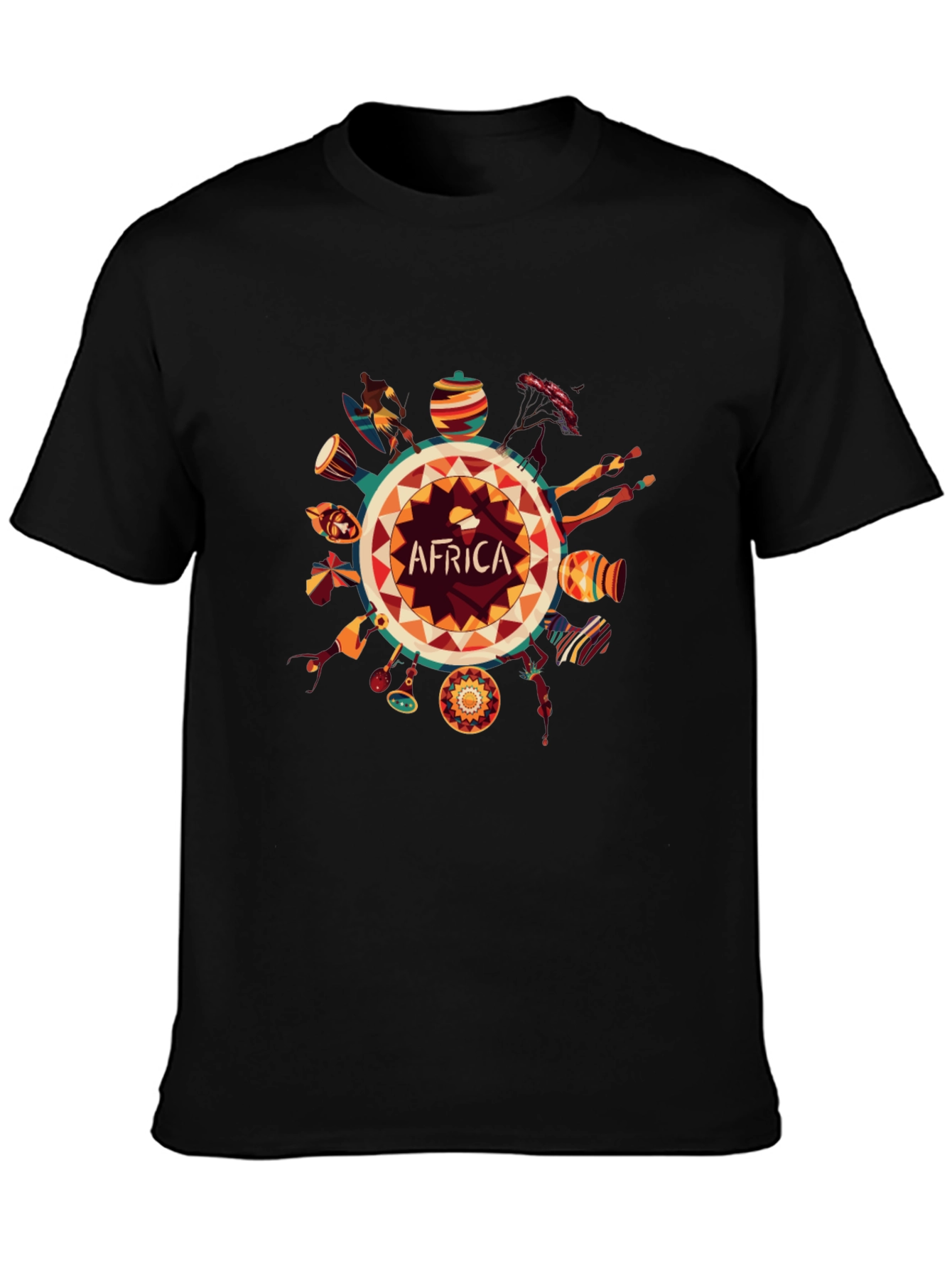 Africa Graphic Print Black T-Shirt