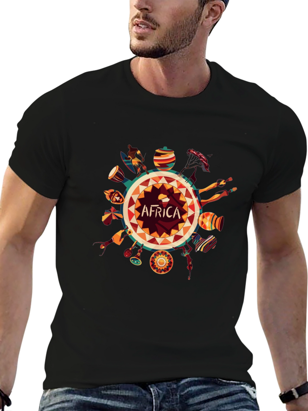 Africa Graphic Print Black T-Shirt