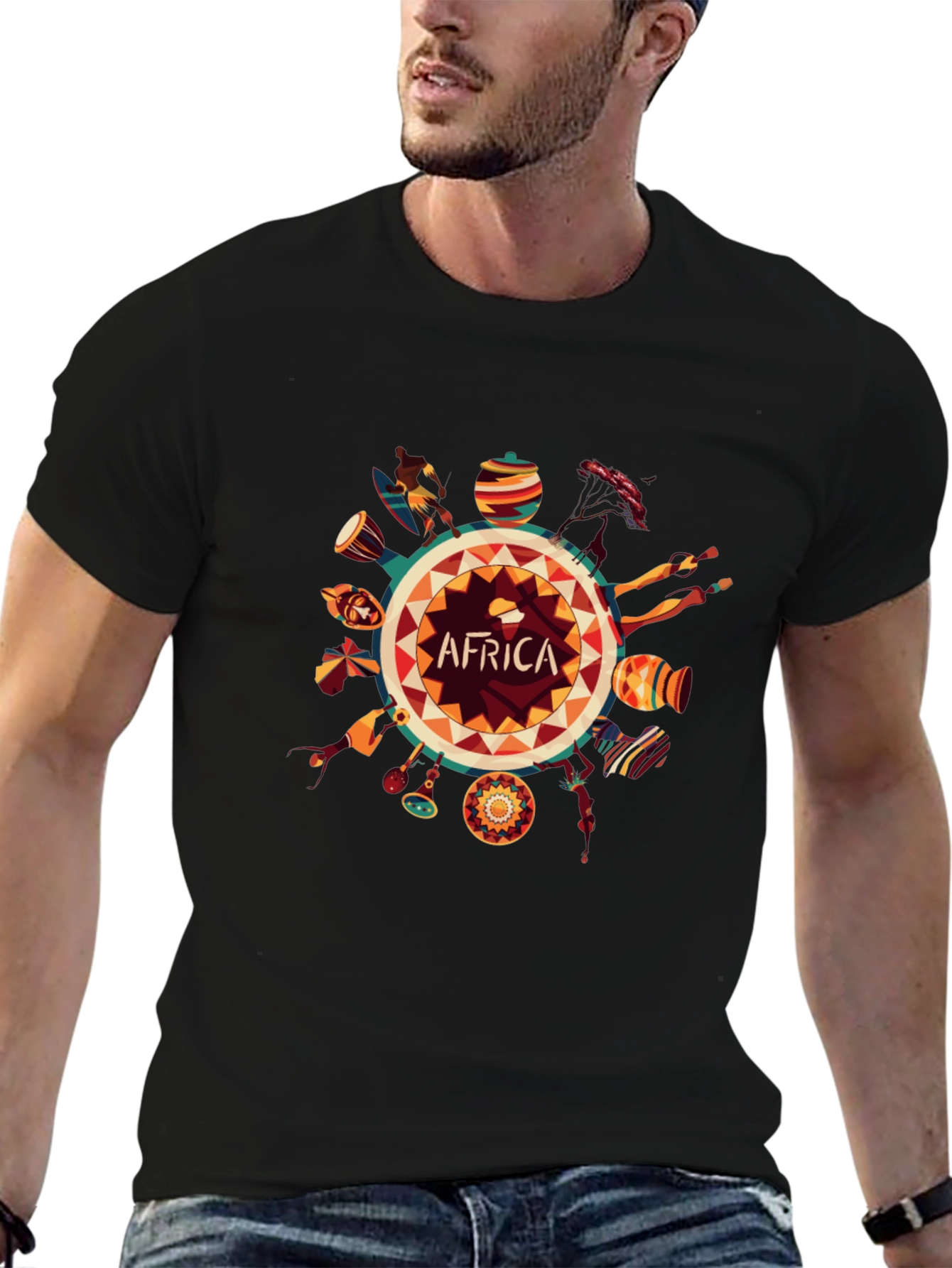 Africa Graphic Print Black T-Shirt