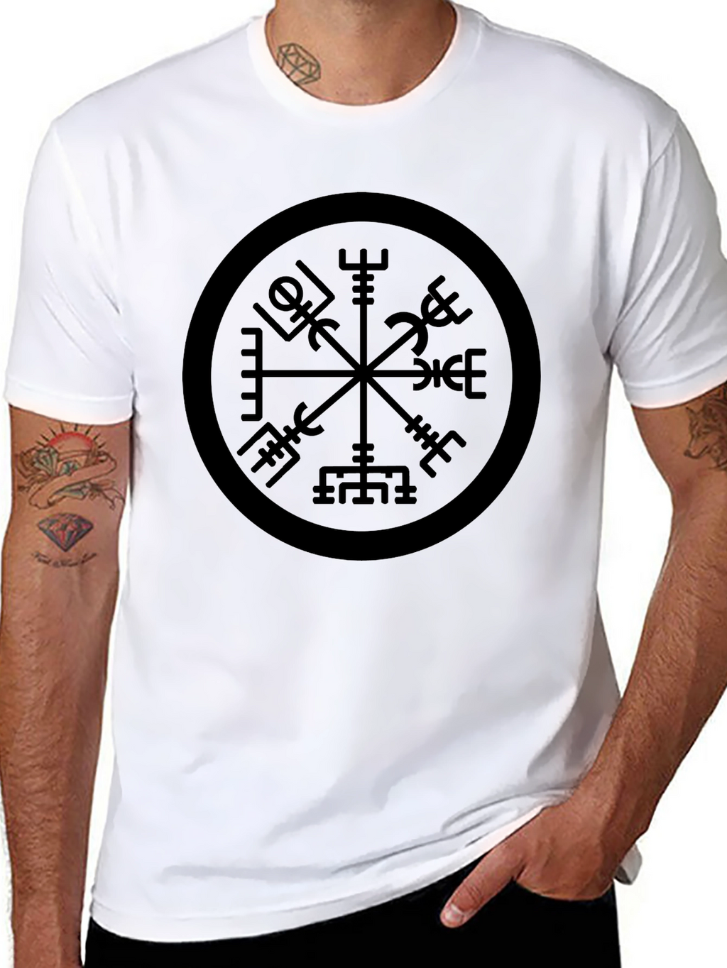 Vegvisir Compass Black T-Shirt - Viking Runes