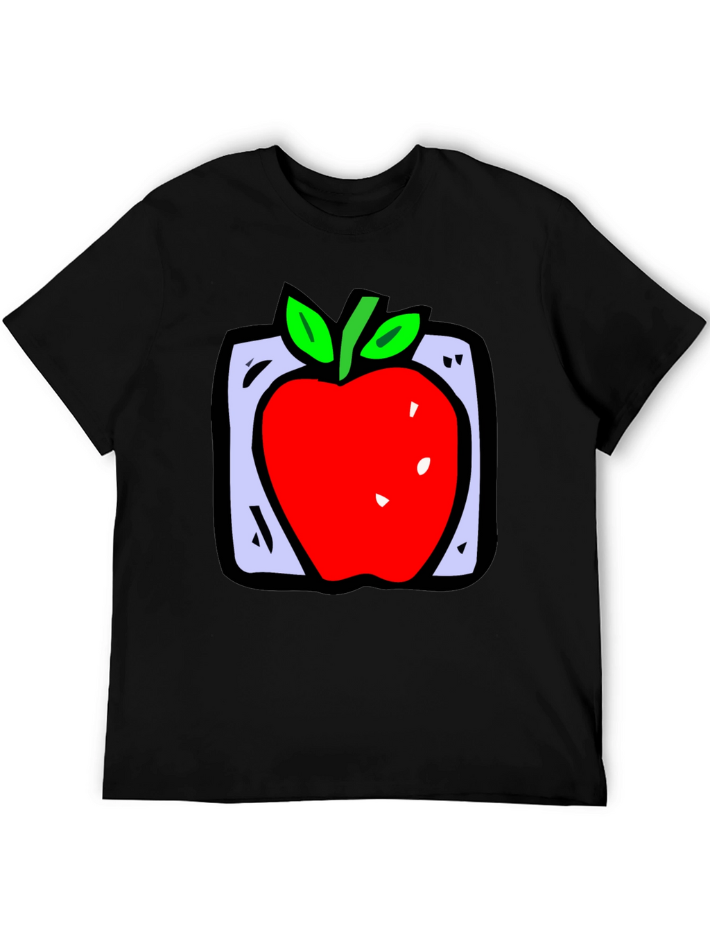 Apple Graphic Black T-Shirt - Fun Fruit Design