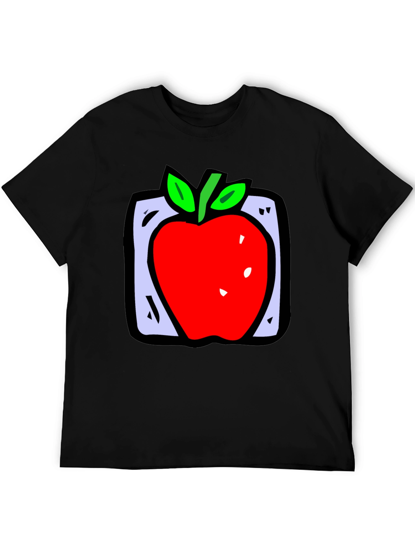 Apple Graphic Black T-Shirt - Fun Fruit Design