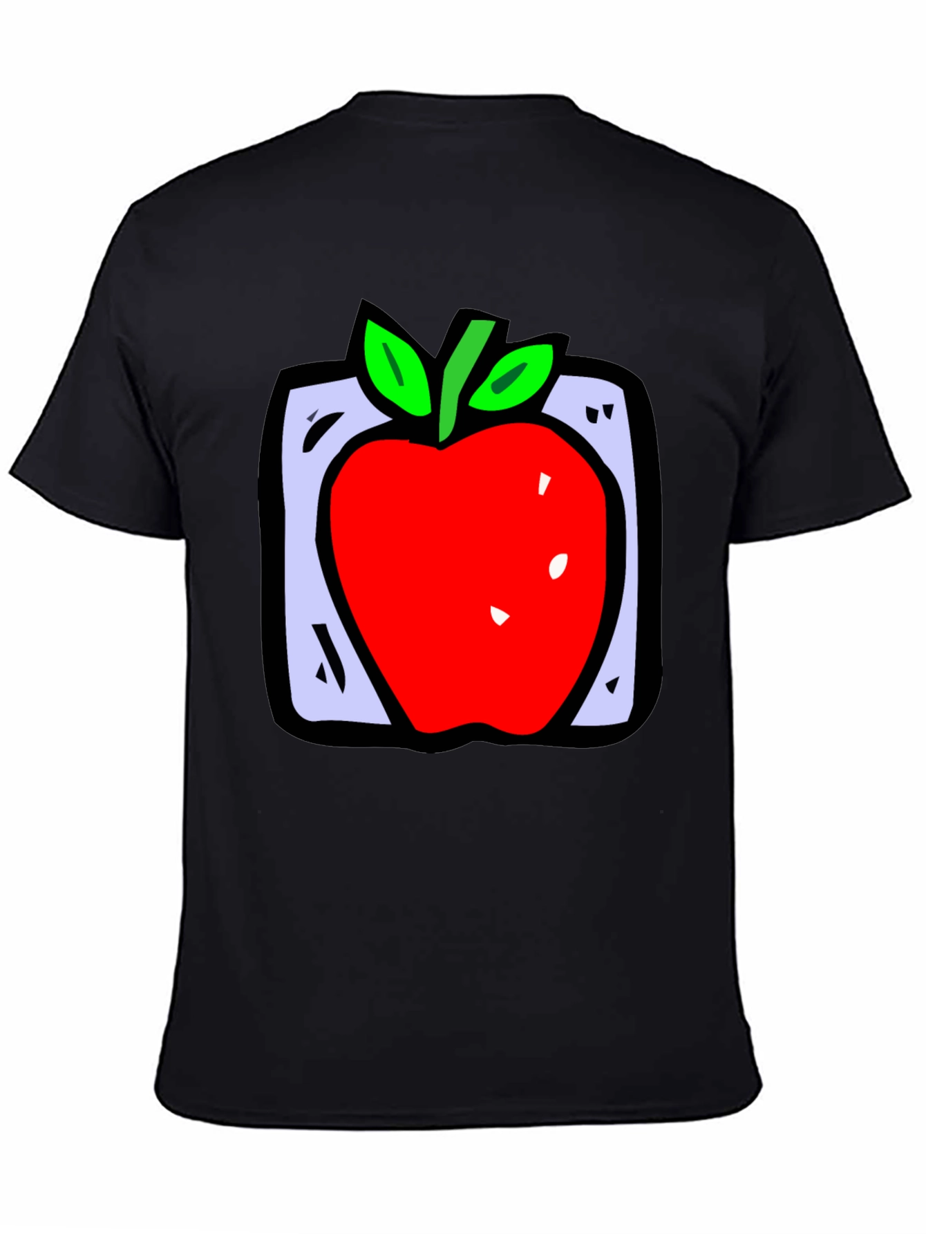 Apple Graphic Black T-Shirt - Fun Fruit Design