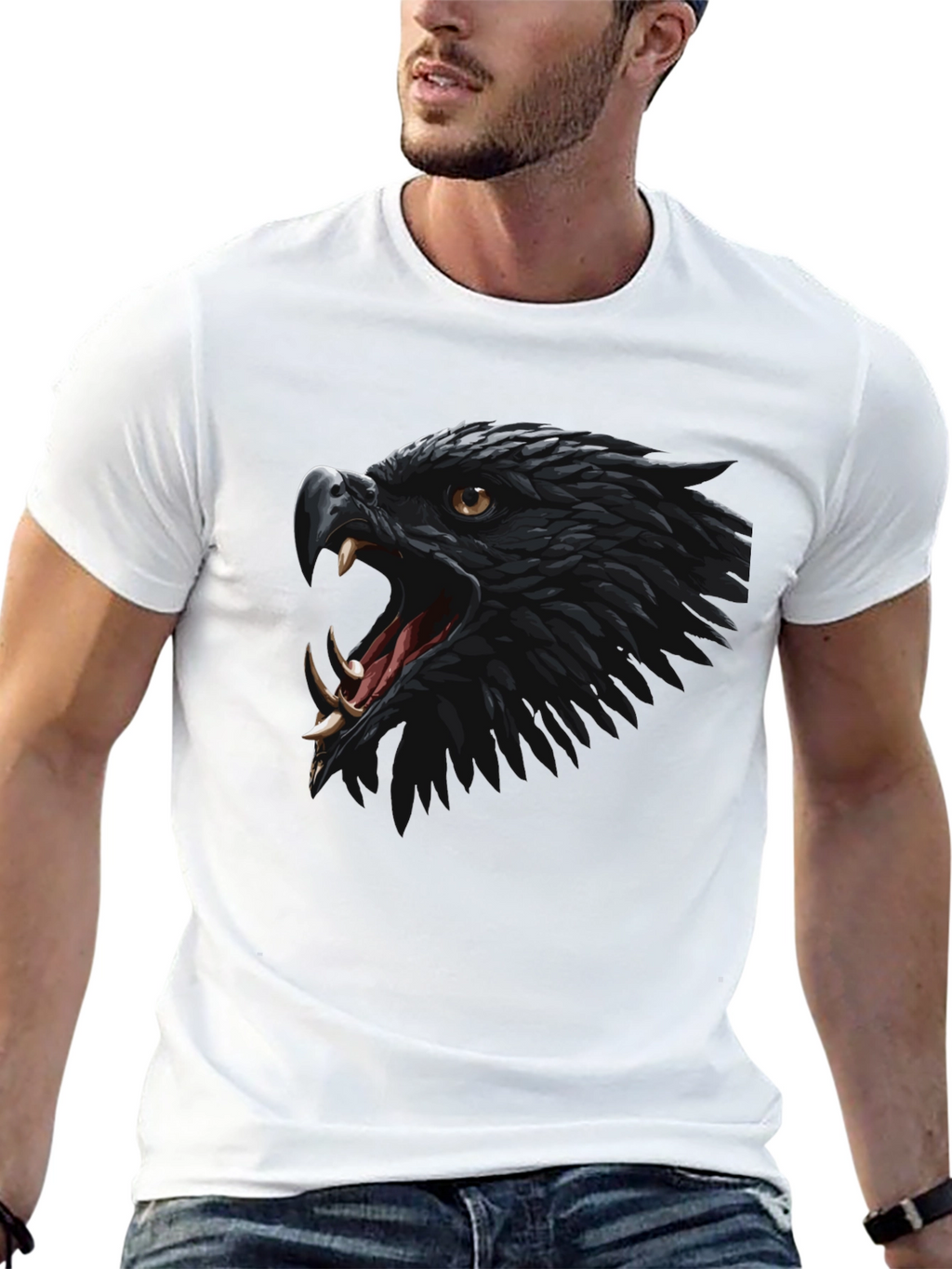 Black Eagle Graphic Tee - Fierce Bird Design T-Shirt