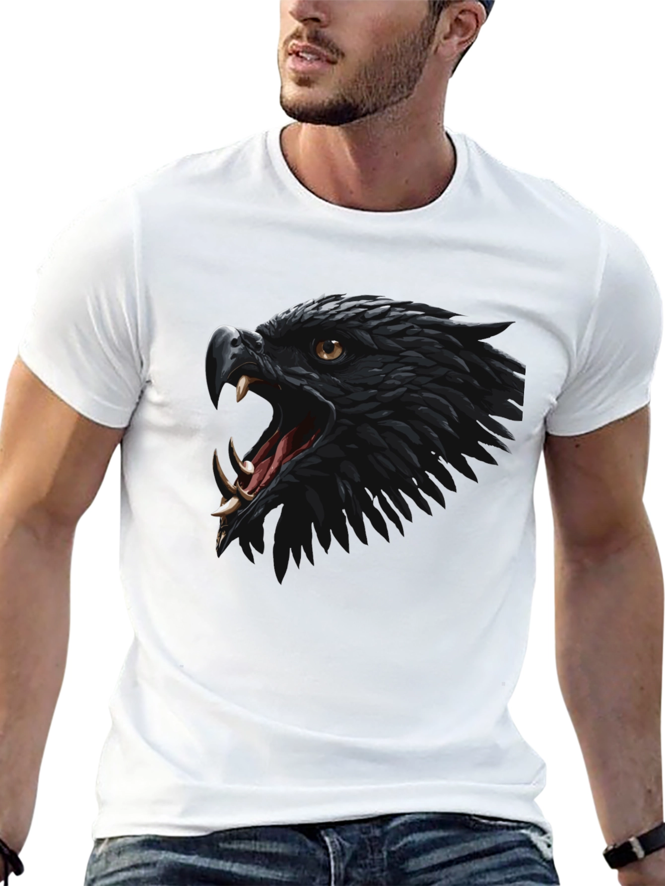 Black Eagle Graphic Tee - Fierce Bird Design T-Shirt