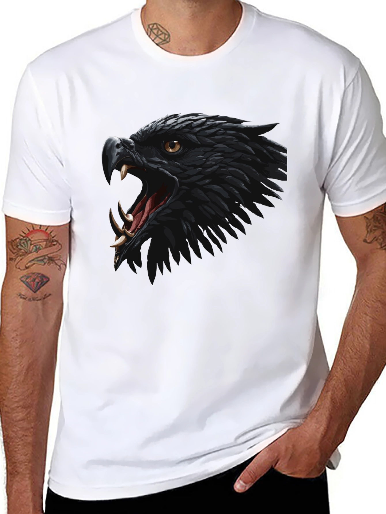 Black Eagle Graphic Tee - Fierce Bird Design T-Shirt