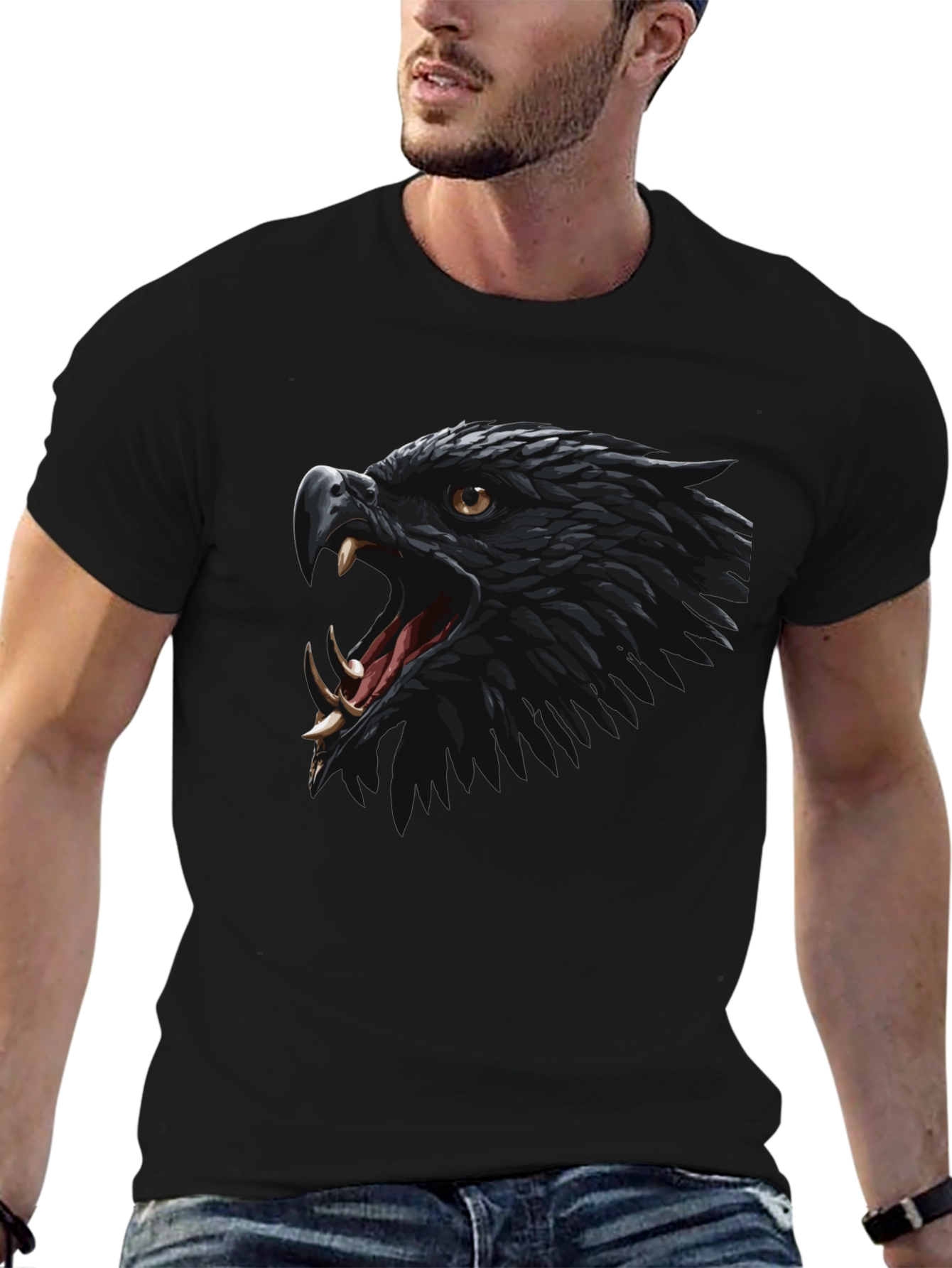 Black Eagle Graphic Tee - Fierce Bird Design T-Shirt