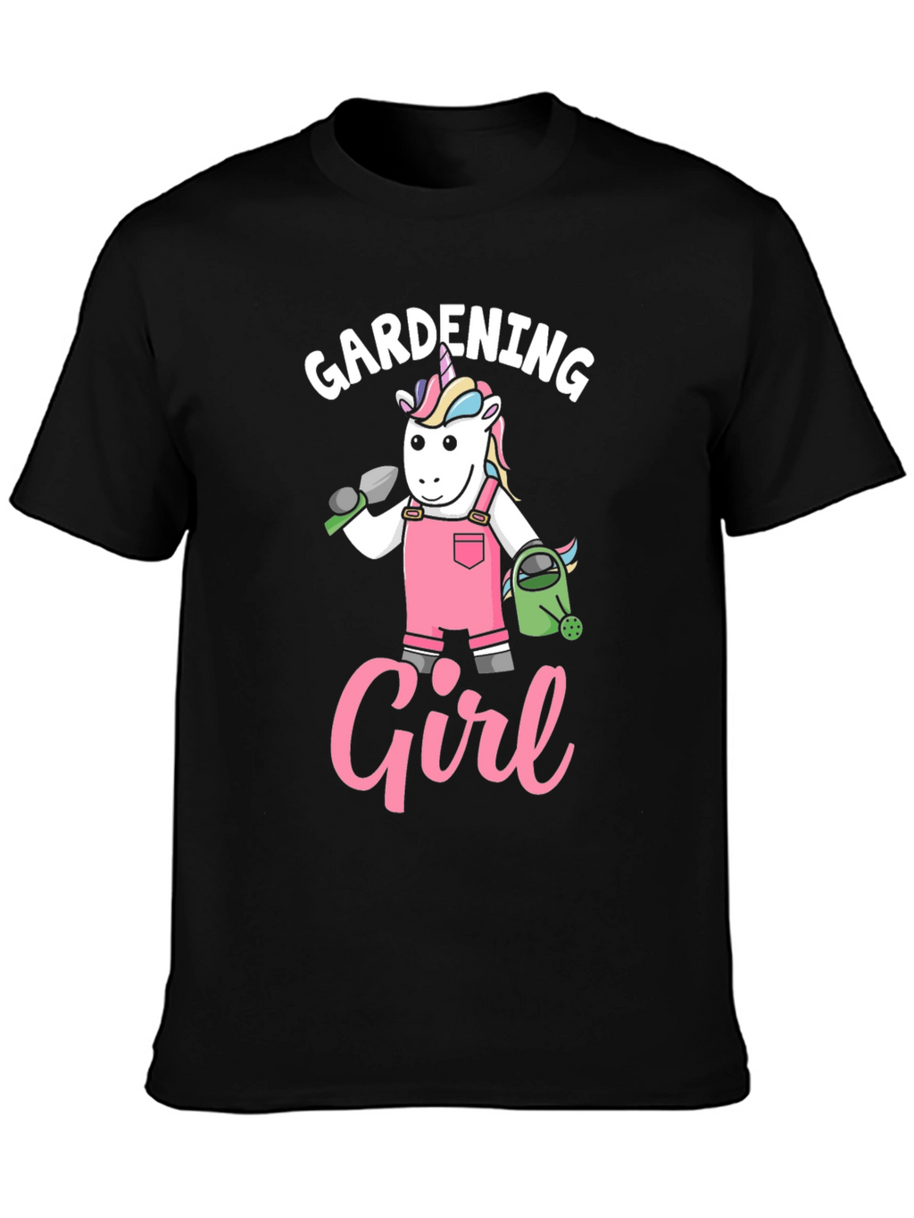 Gardening Girl Unicorn Black T-Shirt