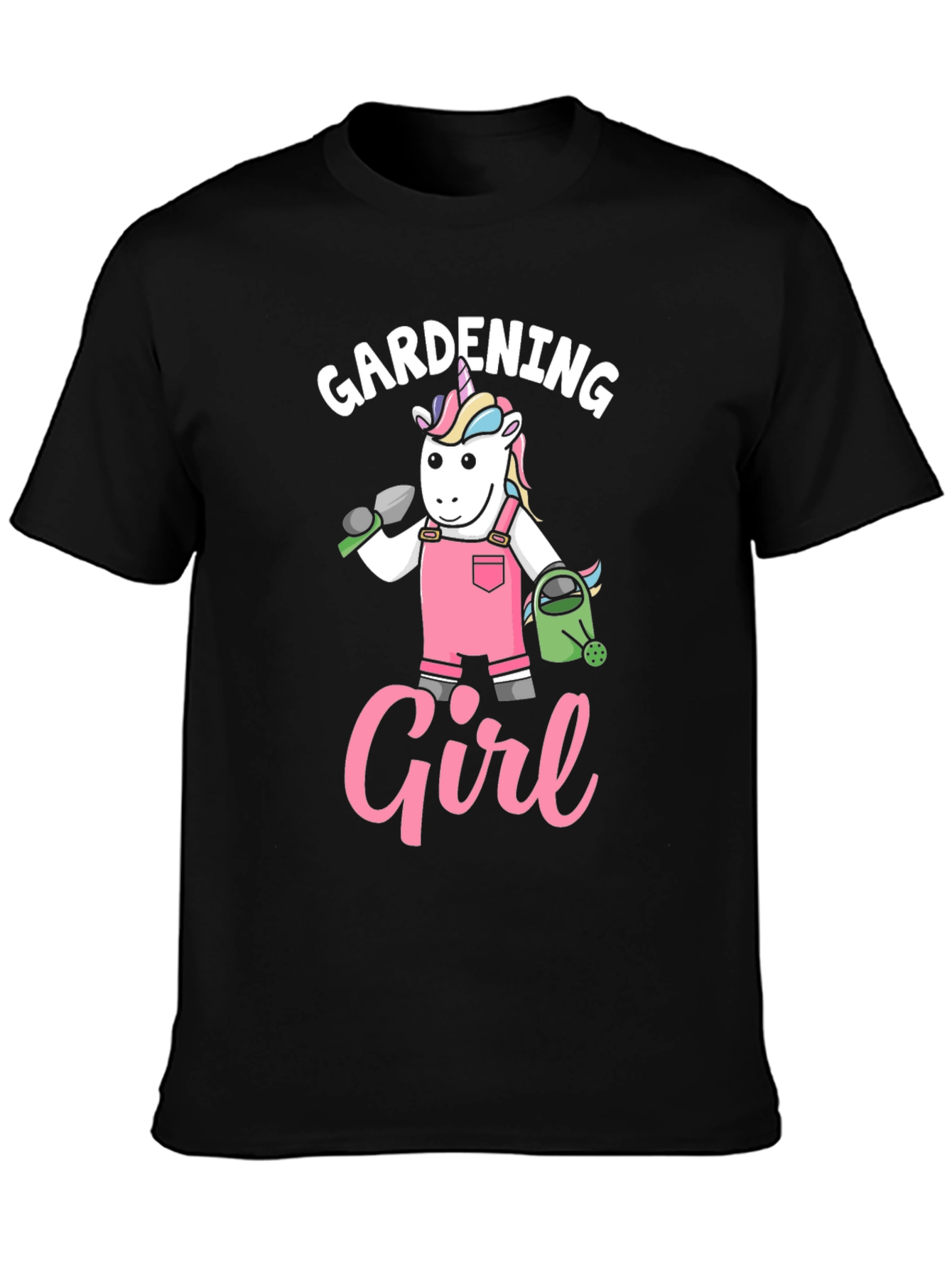 Gardening Girl Unicorn Black T-Shirt