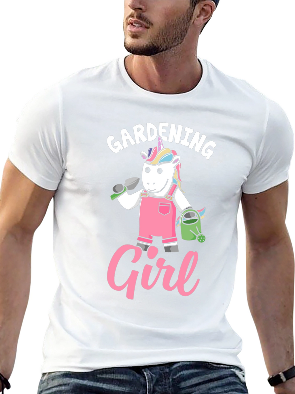 Gardening Girl Unicorn Black T-Shirt