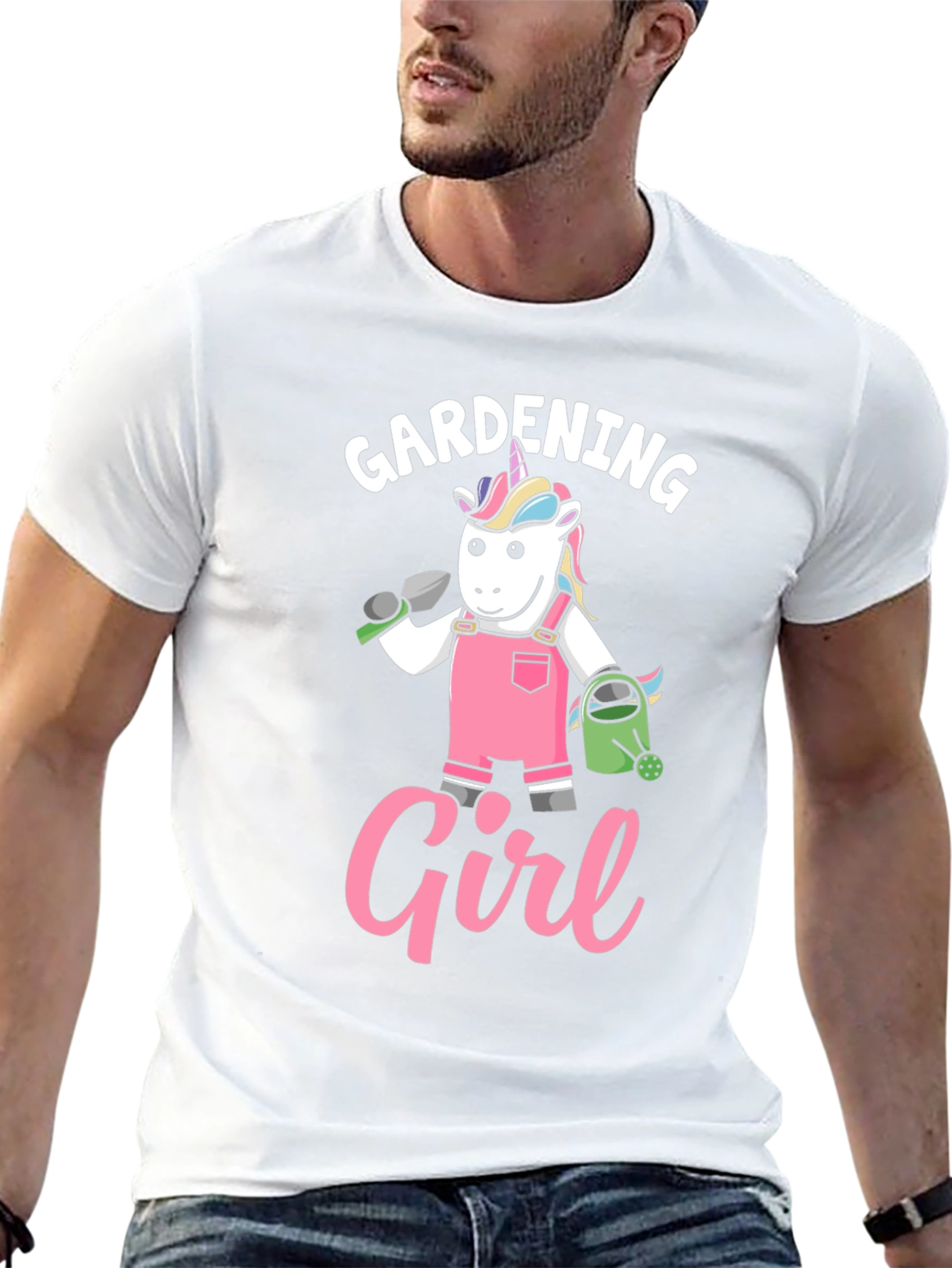 Gardening Girl Unicorn Black T-Shirt