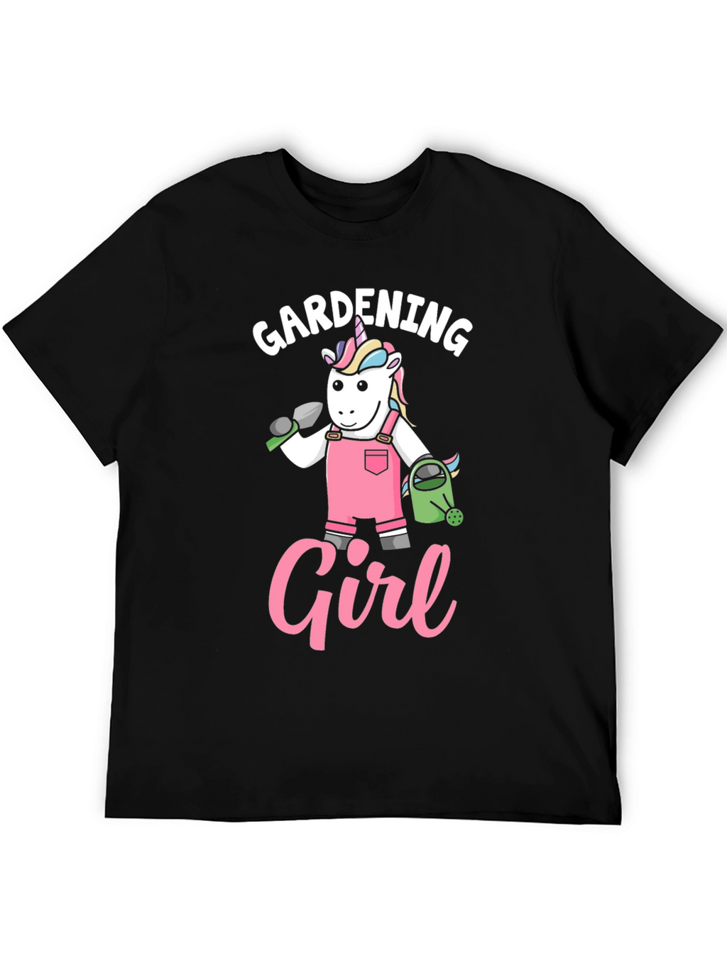 Gardening Girl Unicorn Black T-Shirt
