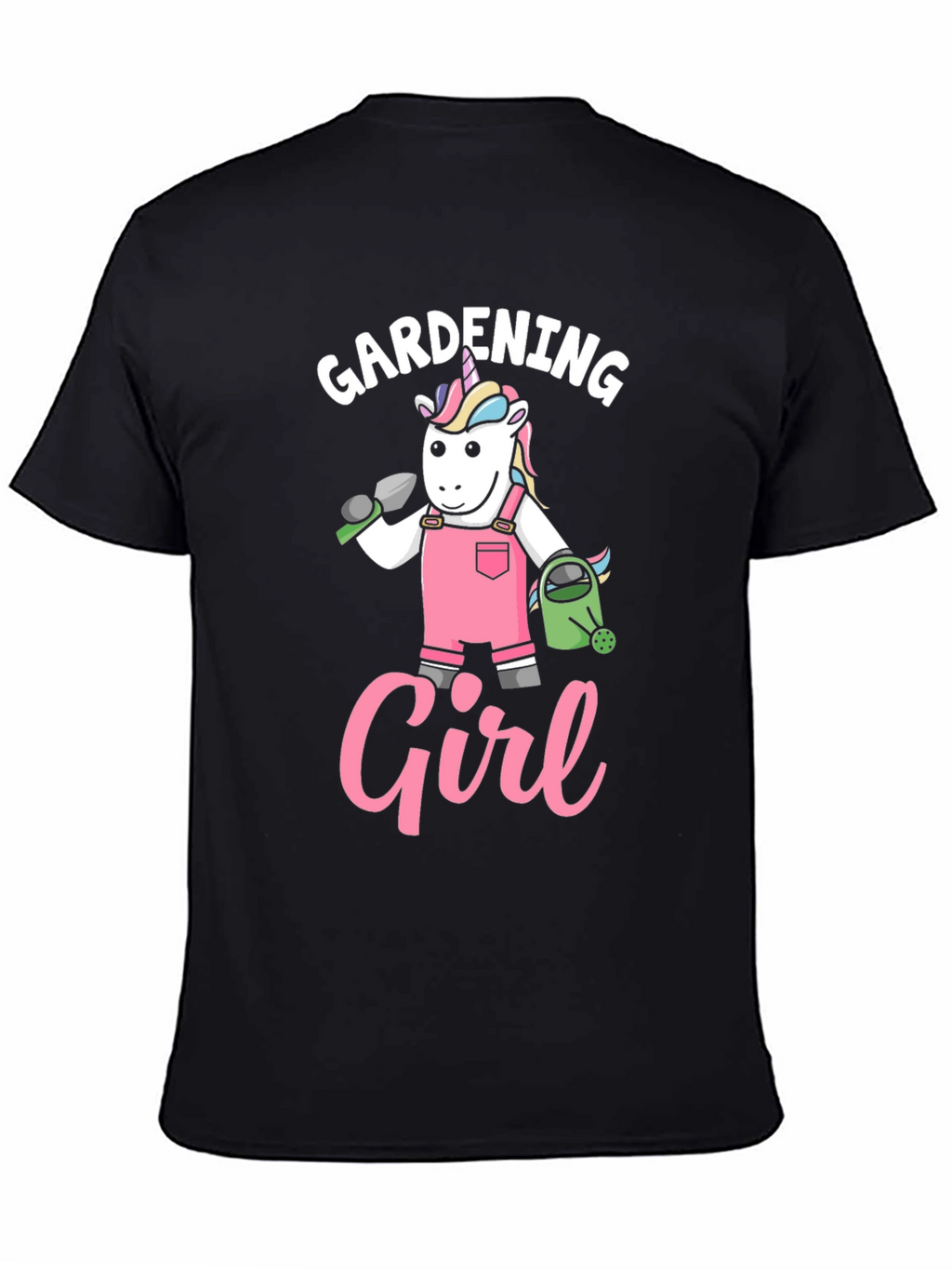 Gardening Girl Unicorn Black T-Shirt