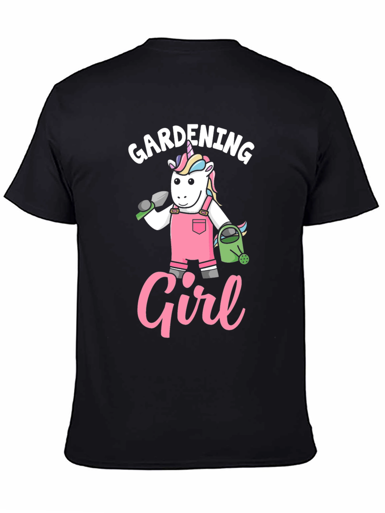 Gardening Girl Unicorn Black T-Shirt