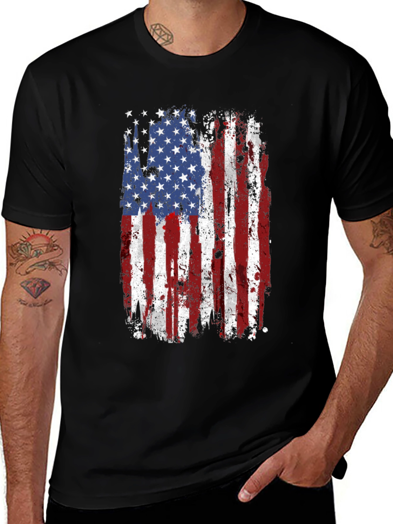 Distressed American Flag Graphic T-Shirt