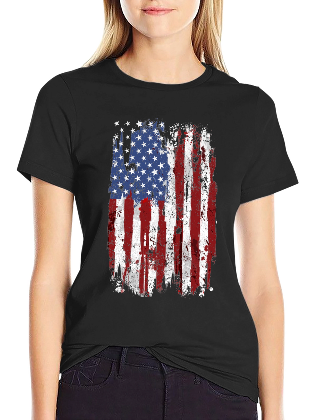 Distressed American Flag Graphic T-Shirt
