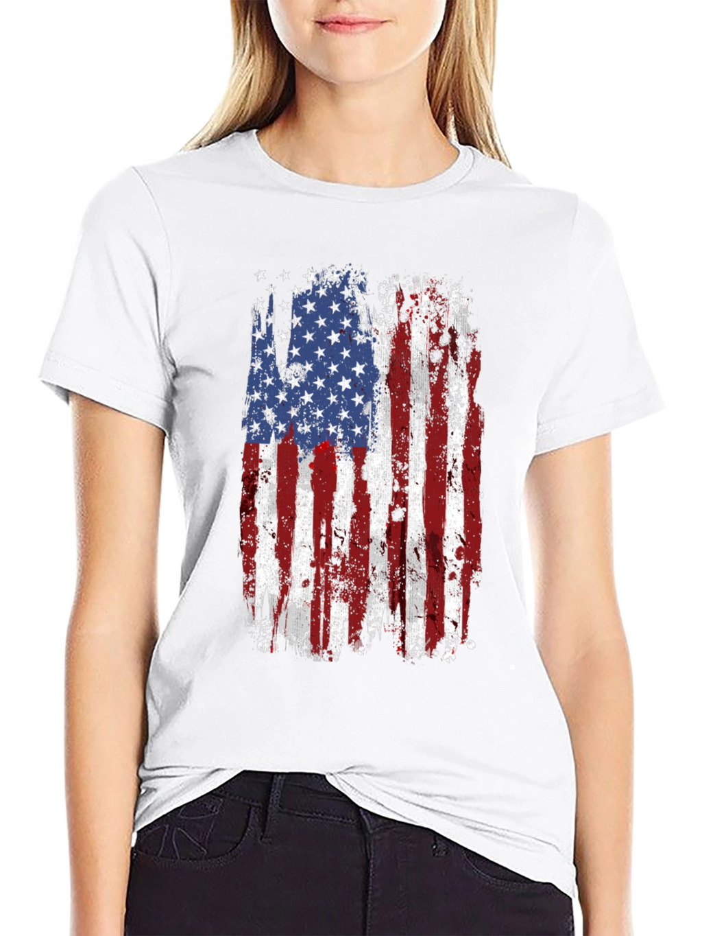 Distressed American Flag Graphic T-Shirt