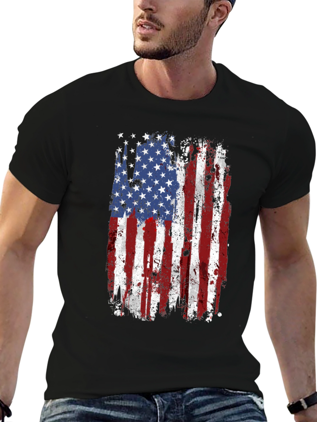 Distressed American Flag Graphic T-Shirt
