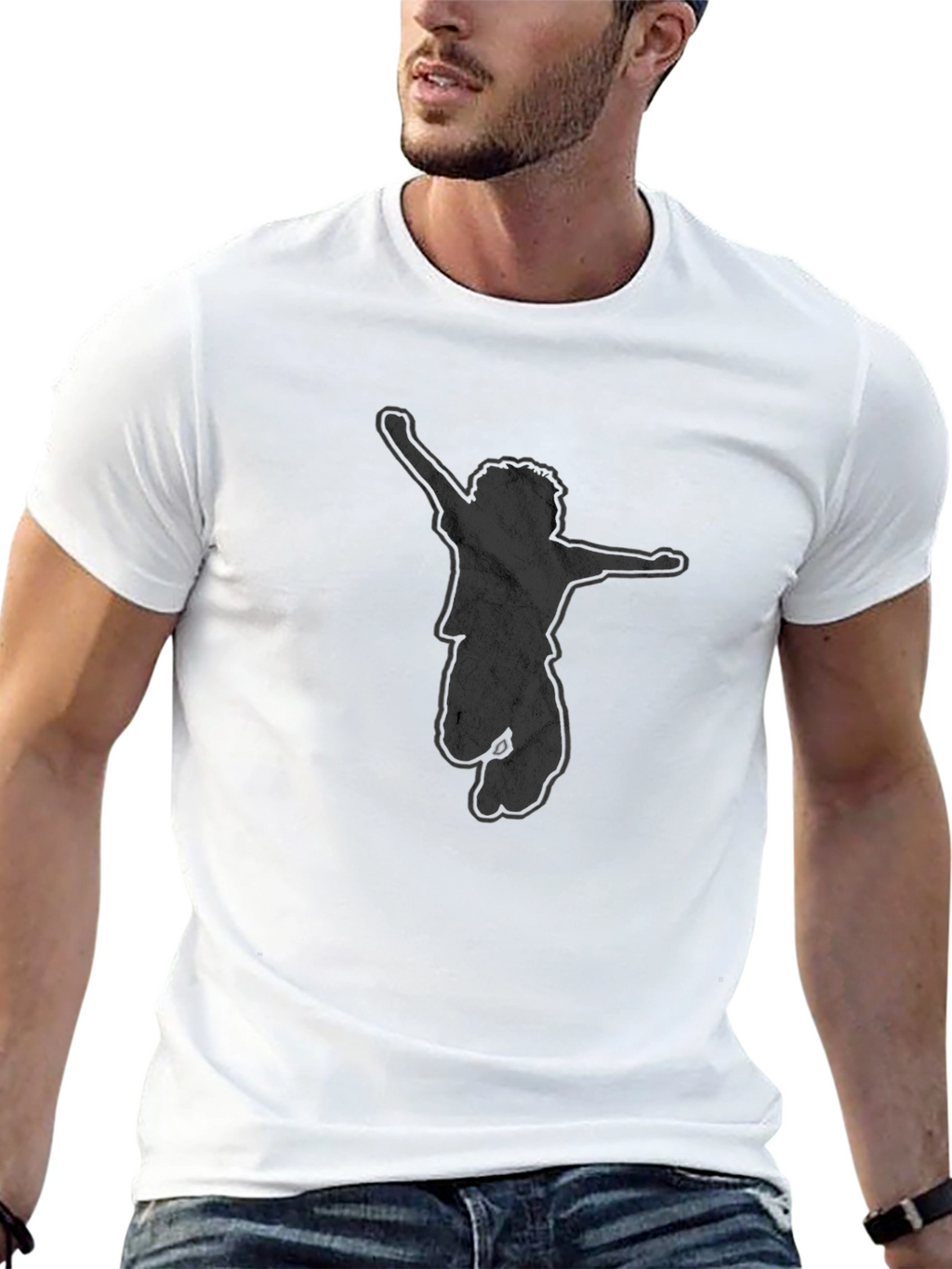 Silhouette Jump Graphic Tee - Black Cotton
