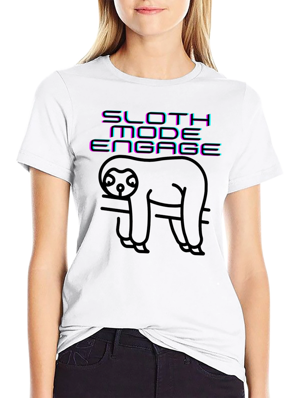 Sloth Mode Engage Black Graphic Tee