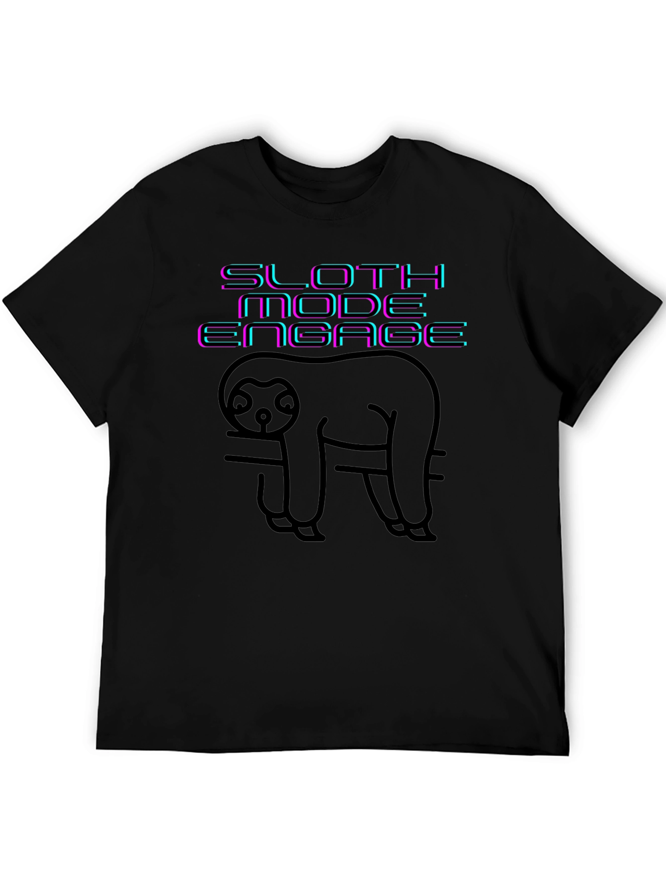 Sloth Mode Engage Black Graphic Tee
