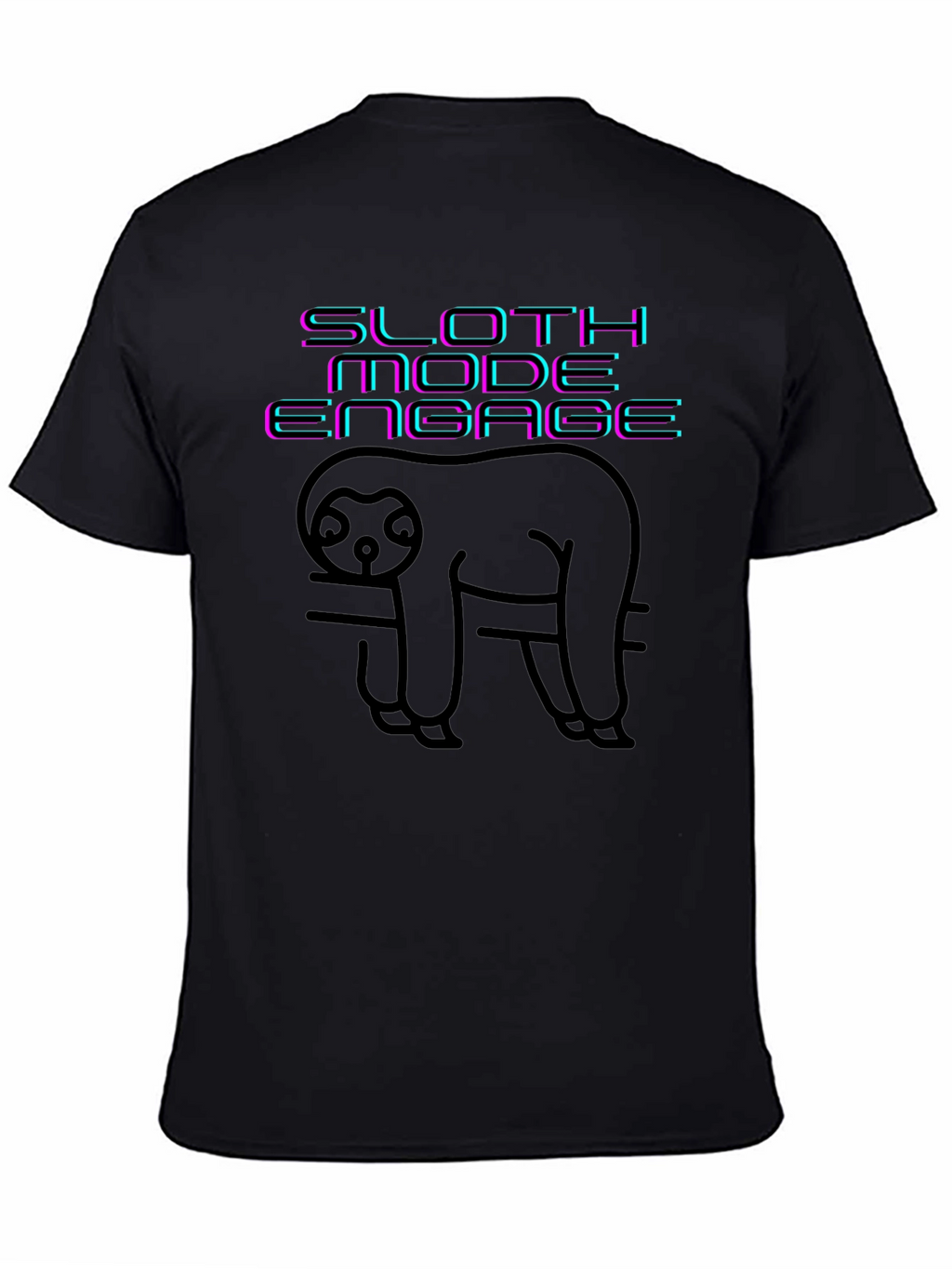 Sloth Mode Engage Black Graphic Tee